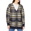 image:imageCable Stitch Womens Oversized Button Front Leopard Plaid Print Sweater Cardigan with Pockets VNeck Jacquard Coatigan Medium Multi Navy
